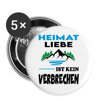 Heimatliebe ist kein Verbrechen Sprüche Berge - Buttons groß 56 mm (5er Pack) - Weiß - Vorne