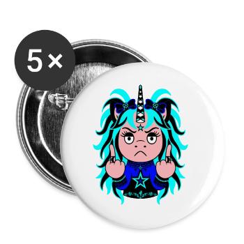 Frostbite: Frostig-blaues EinZORN mit Mittelfinger - Buttons groß 56 mm (5er Pack) - Weiß - Vorne