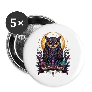 Mondlicht Eulenintuition - Buttons groß 56 mm (5er Pack) - Weiß - Vorne