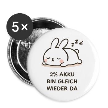 Schläfriges Kaninchen - Buttons groß 56 mm (5er Pack) - Weiß - Vorne