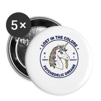Psychedelisches Musikfestival verloren in den Farben Träume - Buttons groß 56 mm (5er Pack) - Weiß - Vorne