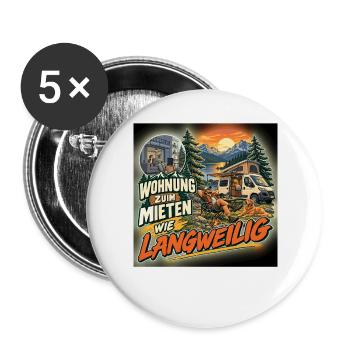 WOHNUNG ZUM MIETEN WIE LANGWEILIG - Lustiger - Buttons groß 56 mm (5er Pack) - Weiß - Vorne