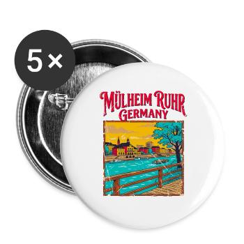 City Welcome To Mülheim Ruhr Germany Münster - Buttons groß 56 mm (5er Pack) - Weiß - Vorne