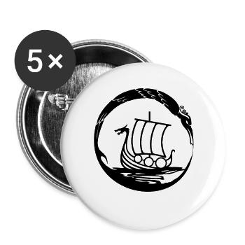 Celtic Irland Wikinger Keltisch Knoten Schiff - Buttons groß 56 mm (5er Pack) - Weiß - Vorne