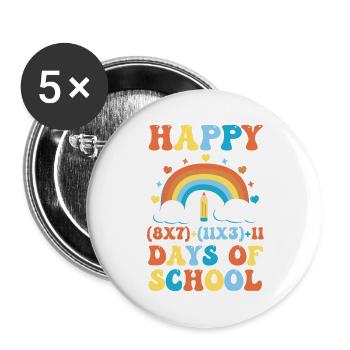 Happy 100 Days of School Math Teacher Student - Buttons groß 56 mm (5er Pack) - Weiß - Vorne