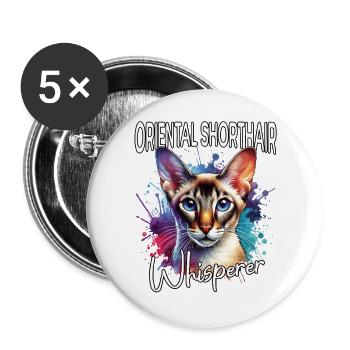 Orientalisch Kurzhaar Flüsterer - Buttons groß 56 mm (5er Pack) - Weiß - Vorne