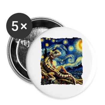 Leopardgecko Starry Night - Buttons groß 56 mm (5er Pack) - Weiß - Vorne