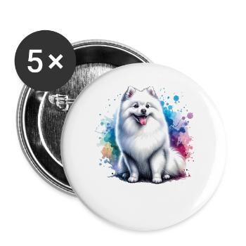 Spitz Zwergspitz Geschenk - Buttons groß 56 mm (5er Pack) - Weiß - Vorne