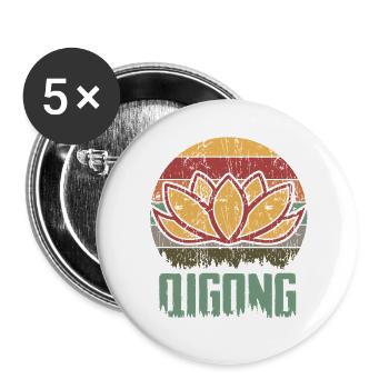 Retro Qigong Qi Gong Tai Chi Chigong - Buttons groß 56 mm (5er Pack) - Weiß - Vorne