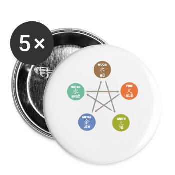 Qigong Qi Gong Tai Chi Chigong - Buttons groß 56 mm (5er Pack) - Weiß - Vorne