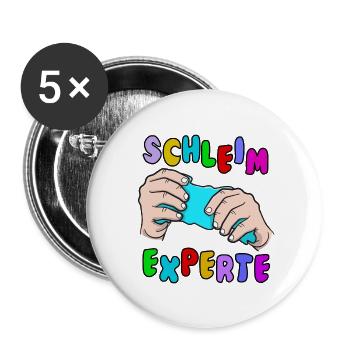Slime Geschenk Kinder Schleim basteln lustig - Buttons groß 56 mm (5er Pack) - Weiß - Vorne