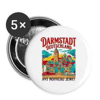 City Retro Art Nouveau Darmstadt Germany Travel - Buttons groß 56 mm (5er Pack) - Weiß - Vorne