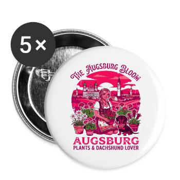 Augsburg Bloom Plants And Dachshund Lover - Buttons groß 56 mm (5er Pack) - Weiß - Vorne