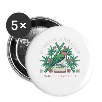 Bamboo Bird Club Mahjong Nacht - Buttons groß 56 mm (5er Pack) - Weiß - Vorne