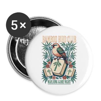 Bamboo Bird Club Mahjong Night - Buttons groß 56 mm (5er Pack) - Weiß - Vorne