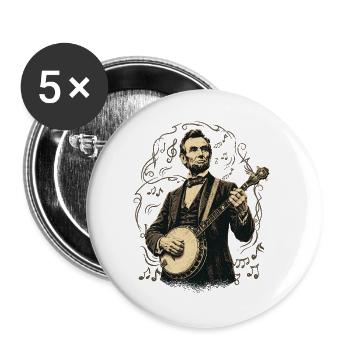  Bluegrass-Banjo Country-Musik, Abraham Lincoln - Buttons groß 56 mm (5er Pack) - Weiß - Vorne