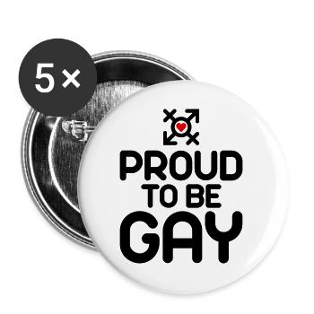 Proud to be Gay (wechselbare Farbe) - Buttons groß 56 mm (5er Pack) - Weiß - Vorne
