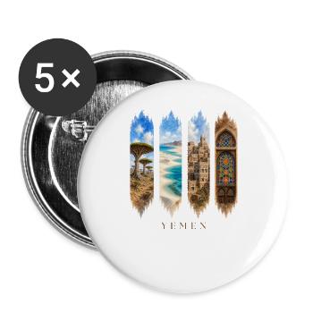Jemen Travel – Socotra & Architektur Motiv - Buttons groß 56 mm (5er Pack) - Weiß - Vorne