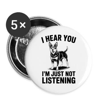 Blue Heeler Spruch Australian Cattle Dog Geschenk  - Buttons groß 56 mm (5er Pack) - Weiß - Vorne