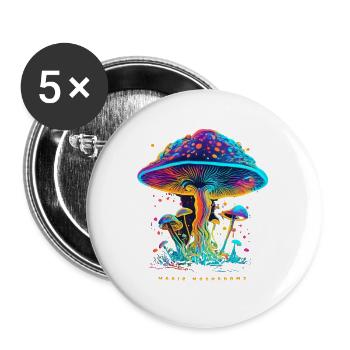 MAGIC MUSHROOM - Buttons groß 56 mm (5er Pack) - Weiß - Vorne