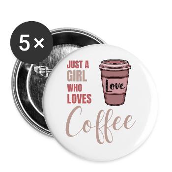 Funny_Coffee_Lover_Gift_for_Barista_and_Coffee_ - Buttons groß 56 mm (5er Pack) - Weiß - Vorne
