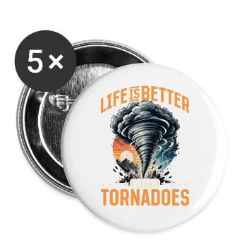 Funny Tornadoes Storms Chasing Meteorology - Buttons groß 56 mm (5er Pack) - Weiß - Vorne
