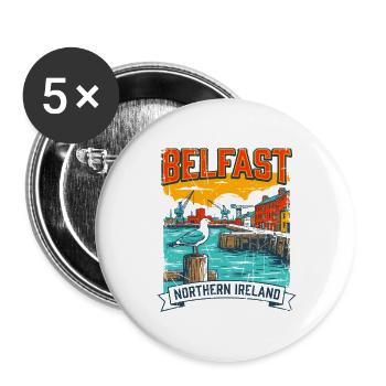 Belfast Northern Ireland Maritime Harbor And - Buttons groß 56 mm (5er Pack) - Weiß - Vorne
