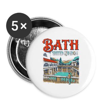 Retro Travel Poster Bath United Kingdom - Buttons groß 56 mm (5er Pack) - Weiß - Vorne