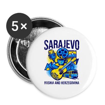 Sarajevo Bosnia And Herzegovina Travel Art - Buttons groß 56 mm (5er Pack) - Weiß - Vorne
