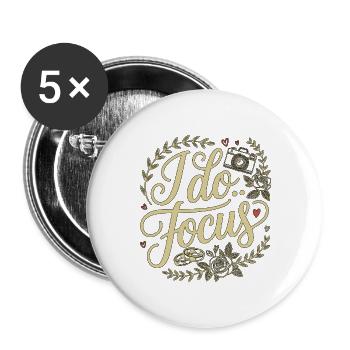 Wedding Photographer I Do Focus Event Photographer - Buttons groß 56 mm (5er Pack) - Weiß - Vorne