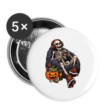 Fun Halloween video game with a skeleton - Buttons groß 56 mm (5er Pack) - Weiß - Vorne
