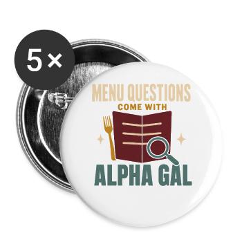 Alpha-gal-syndrom Alpha-gal-allergie Rotes Fleisch - Buttons groß 56 mm (5er Pack) - Weiß - Vorne