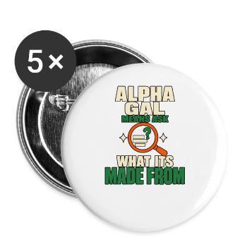 Alpha-gal-syndrom Alpha-gal-allergie Rotes Fleisch - Buttons groß 56 mm (5er Pack) - Weiß - Vorne