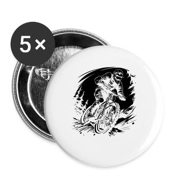 Radfahrer - Buttons groß 56 mm (5er Pack) - Weiß - Vorne