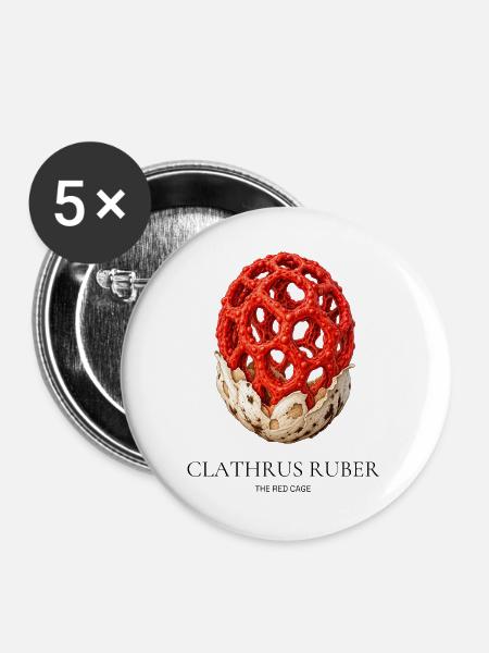 Clathrus Ruber – Der rote Käfig - Buttons groß 56 mm (5er Pack) - Weiß