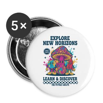 Entdecke New Horizons Trippy Mushroom Rave - Buttons groß 56 mm (5er Pack) - Weiß - Vorne