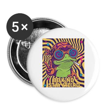 Psychedelischer Festival-Hippie Be Kind Stay Weird - Buttons groß 56 mm (5er Pack) - Weiß - Vorne
