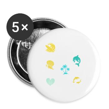Tropische Insel Südsee - Buttons groß 56 mm (5er Pack) - Weiß - Vorne
