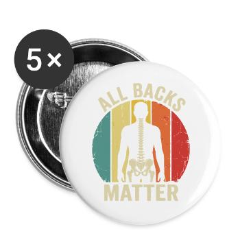 Alle Rücken sind wichtig Retro-Wirbelsäulen-Chiropraktiker - Buttons groß 56 mm (5er Pack) - Weiß - Vorne