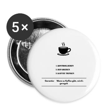 Kaffe - Buttons groß 56 mm (5er Pack) - Weiß - Vorne