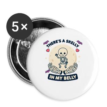 Skelly-Mondbauch - Buttons groß 56 mm (5er Pack) - Weiß - Vorne