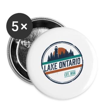 Lake Ontario Leuchtturm-Silhouette - Buttons groß 56 mm (5er Pack) - Weiß - Vorne