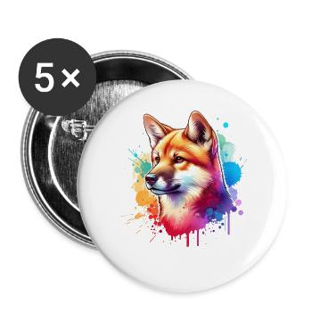 Australischer Wildhund Motiv - Buttons groß 56 mm (5er Pack) - Weiß - Vorne