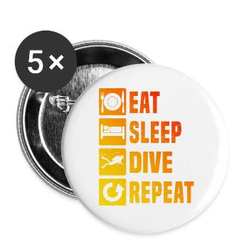Geschenkidee für eine Tauch-Fanin mit Scuba Diving - Buttons groß 56 mm (5er Pack) - Weiß - Vorne