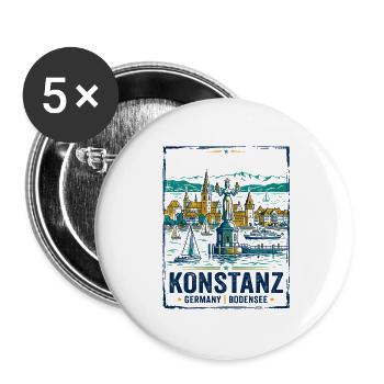 Konstanz Germany Bodensee Skyline Novelty For - Buttons groß 56 mm (5er Pack) - Weiß - Vorne