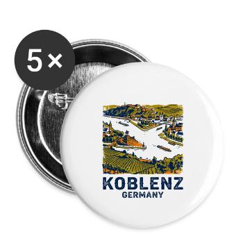 Retro Travel Poster Koblenz Germany Novelty - Buttons groß 56 mm (5er Pack) - Weiß - Vorne