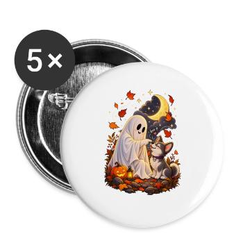Funny Ghost Chihuahua Dog Boop Halloween - Buttons groß 56 mm (5er Pack) - Weiß - Vorne