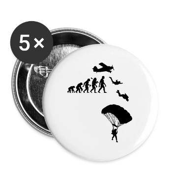 Fallschirmspringer Absprung Fallschirm Springen - Buttons groß 56 mm (5er Pack) - Weiß - Vorne