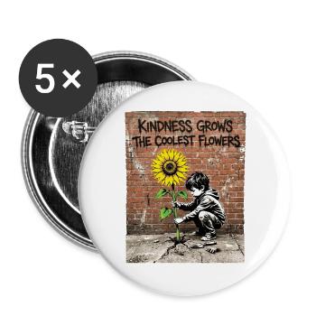 Kindness Grows The Coolest Flowers - Buttons groß 56 mm (5er Pack) - Weiß - Vorne