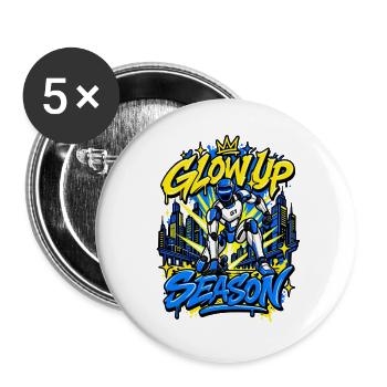 Athlete Robot: Brillo-Saison - Buttons groß 56 mm (5er Pack) - Weiß - Vorne